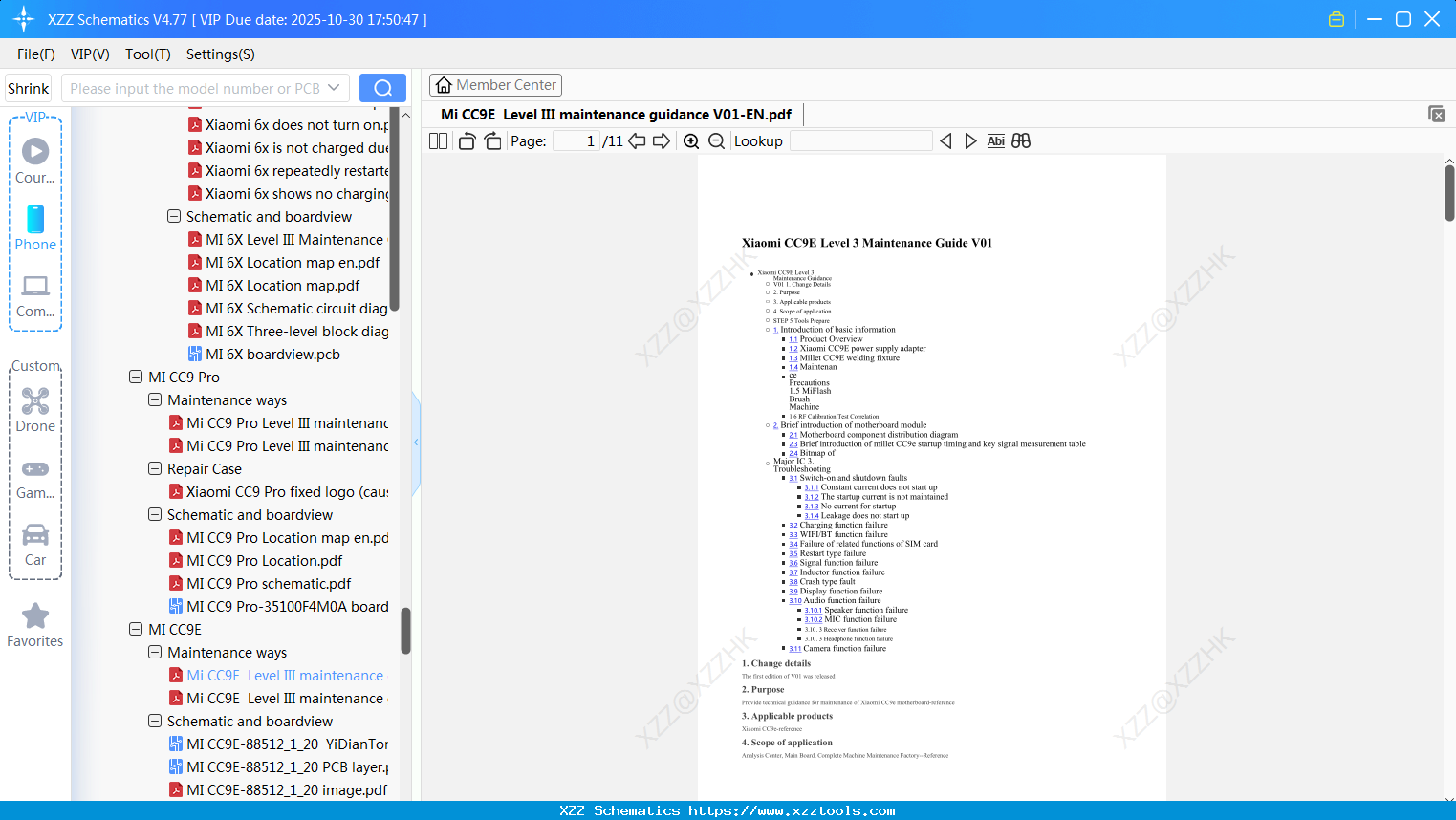 Xiaomi Mi CC9E Level III Maintenance Guidance V01-EN
